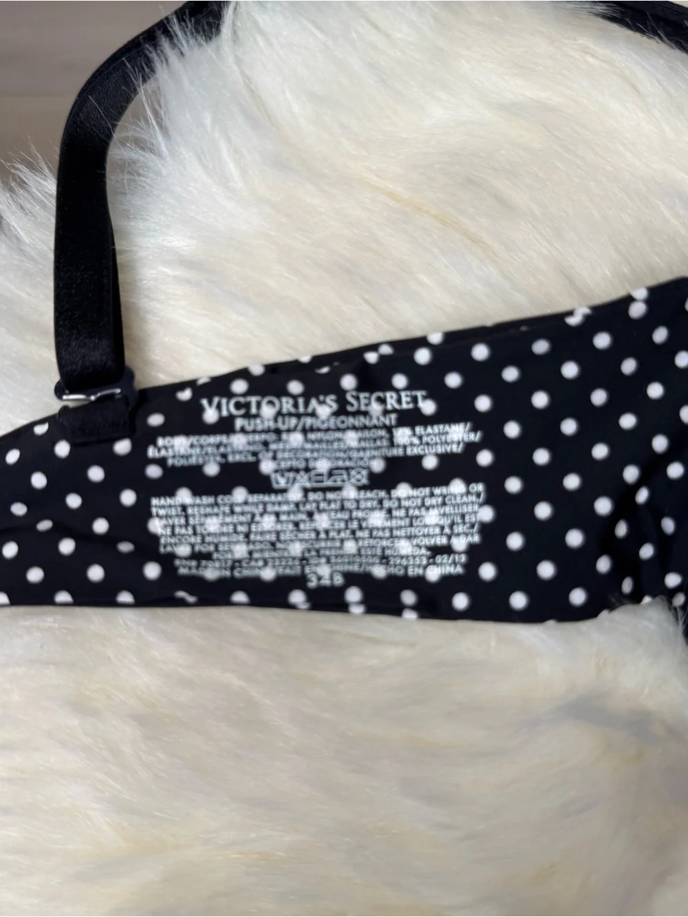 NWT Victoria's Secret Black and White Polka Dot Push-Up Bra 34B - Picture 6 of 8